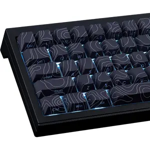 Custom Keycaps,PBT Side Print Keycap Set - Shine Through 135  Contour Line Cool Key caps,Cherry Profile Keyboard Keycaps for Cherry MX Switches Mechanical Keyboards(Black)