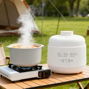 Electric Hot Pots Double-boiler pot Small Slow Cooker 1QT, Smart Appointment, Ceramic Interior Pot, Automatic Multifunction Rice Cooker, Electric Stew for Home Kitchen Chocolate Fondue Mug Set