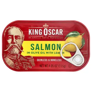 King Oscar Skinless & Boneless Salmon in Olive Oil with Lemon, 4.05 oz (115 g)