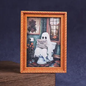 1PC Funny Ghost Pattern Refrigerator Magnet, Retro Frame Fridge Magnet, Creative Back Magnetic Decorative Magnet, Perfect Gift for Home Decoration, Spooky