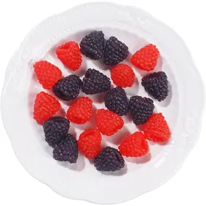 20 Pieces Artificial Lifelike Plastic Raspberries Fake Fruits for Photo Props Basket Display Christmas Thanksgiving Party