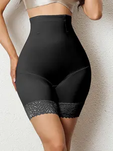 High Waist Lace Shaping Pants, Tummy Control & Back Support Design, Breathable Double Layer for Summer Training, Elegant Women's Innerwear