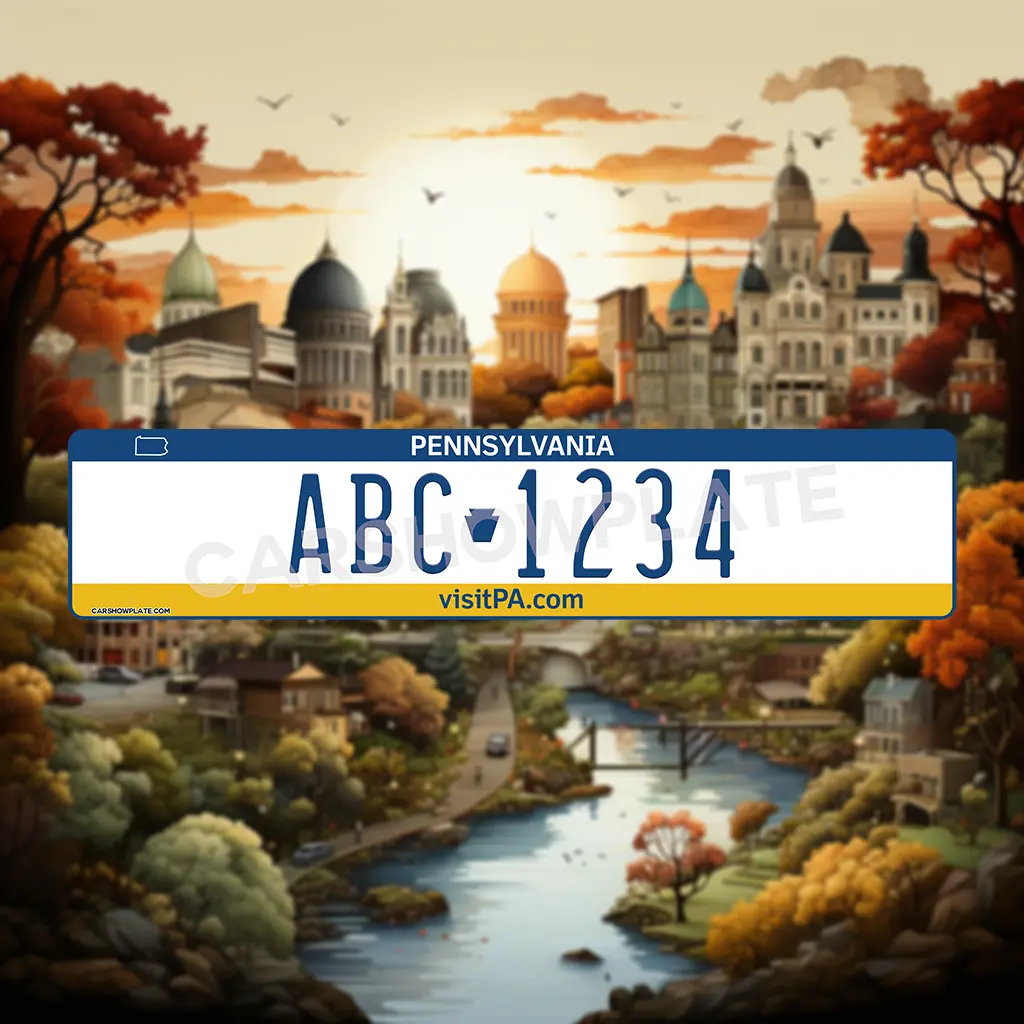 CarShowPlate Pennsylvania Euro License Plate - Embossed Style Letters -  Custom US Style European License Plate