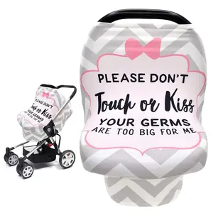 No Touch Sign Car Seat Cover for Babies, Mom Nursing Covers Breastfeeding Scarf, Multi Use Infant Carseat Canopy for Newborn Carrier/Stroller/Shopping Cart, Baby Shower Gifts for Boy Girl Wrap