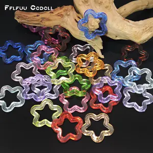 There are 25 colorful acrylic star-shaped beads in total. They feature a hollow 3D design with a hole in the center for stringing. The beads are transparent and come in a rich variety of colors, suitable for making handmade crafts and jewelry.