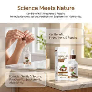 Coconut Oil Hair Serum, 100% Natural Repair Anti-Hair Loss Essence, Strengthen Damaged Hair, Glossy, No Preservatives, 60ML