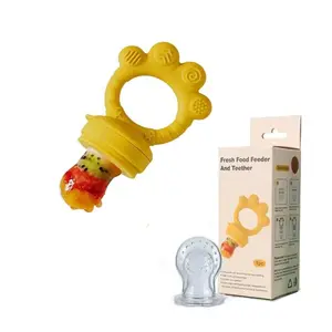 Baby Fruit Feeder Teether with 3 Silicone mesh Bags, 5 Textured Teething Points, BPA Free 2-in-1 Fresh Food Feeder,Safe Tableware for Infant Self-Feeding