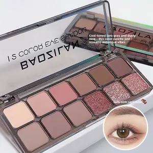 Twelve Color Eyeshadow Palette Brown 12 Versatile Shades Pearlescent Matte Fine Flash Makeup Cosmetic for Enthusiasts and Professionals blendable eyeshadow powder Primrose Rose-Inspired Eyeshadow Palette