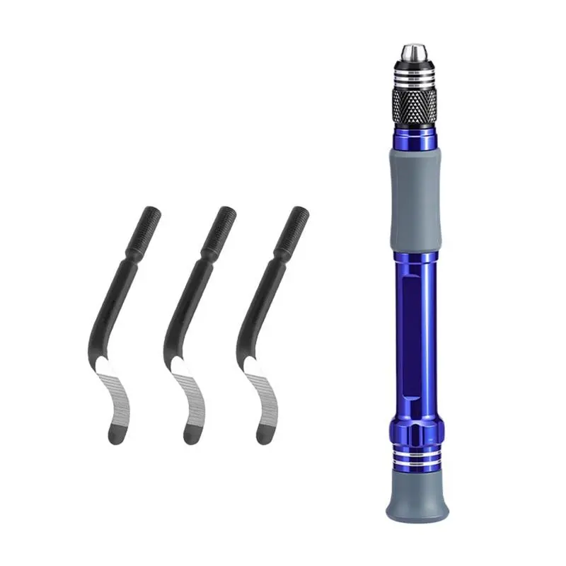 Deburring Trimming Tool Kit for Automotive & Motorcycle Exterior Accessories - 3 Interchangeable Aluminum Alloy Blades, Spring Clamp, Edge Smoothing for Metal, Resin, PVC, Tool Kits