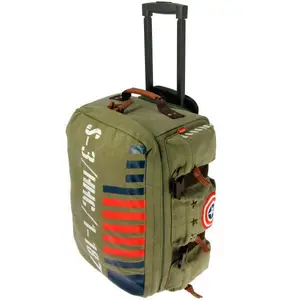 Vintage Army  Carry-On Flight Bag, Tourister Luggage -Soft Cabin Suitcase with Wheels & Telescopic Handle -Large Capacity for Personal Item Travel Bag for Airplane, Business & Weekend Trips FB-PD-07