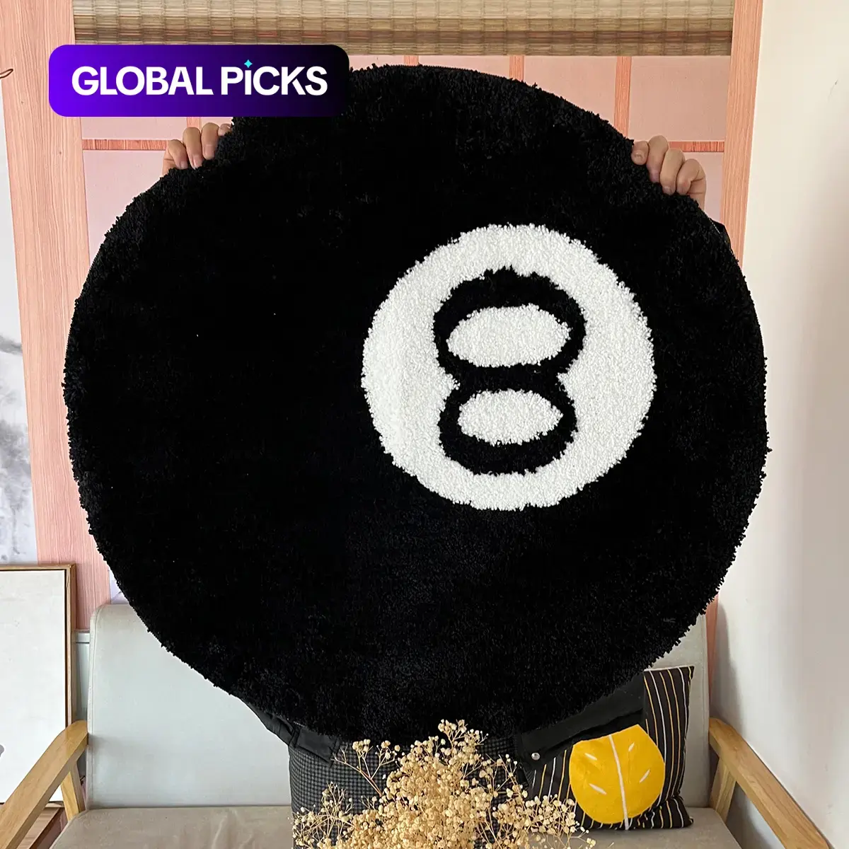 Round Design Fuzzy Decorative Rug, Home Decor Rugs, Non-slip Plush Carpet with Graphic Design & Comfortable Surface, Machine Washable Rug for Home Living Room Bedroom Office, Valentine's Day Gift