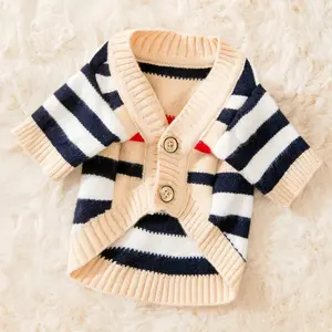 Winter Striped Dog Sweater – Soft Knitted Cardigan for Chihuahua, Small Dogs & Cats, Warm Fashionable Pet Coat
