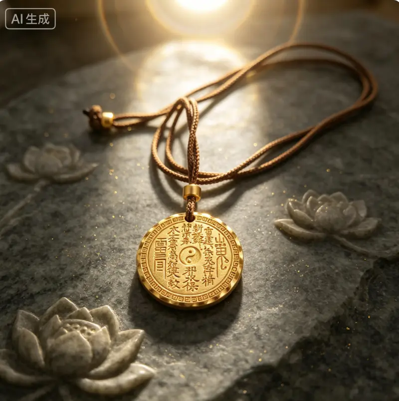 Unisex Double-sided Taiji 8 Trigrams (Bagua) Lucky Medal Necklace with Adjustable Cord Chain, Feng Shui Fashion Costume Jewelry Accessory for Balance, Auspiciousness, Safety