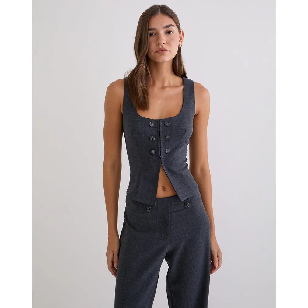 Kariso Corset Top in Tailoring Grey Blue