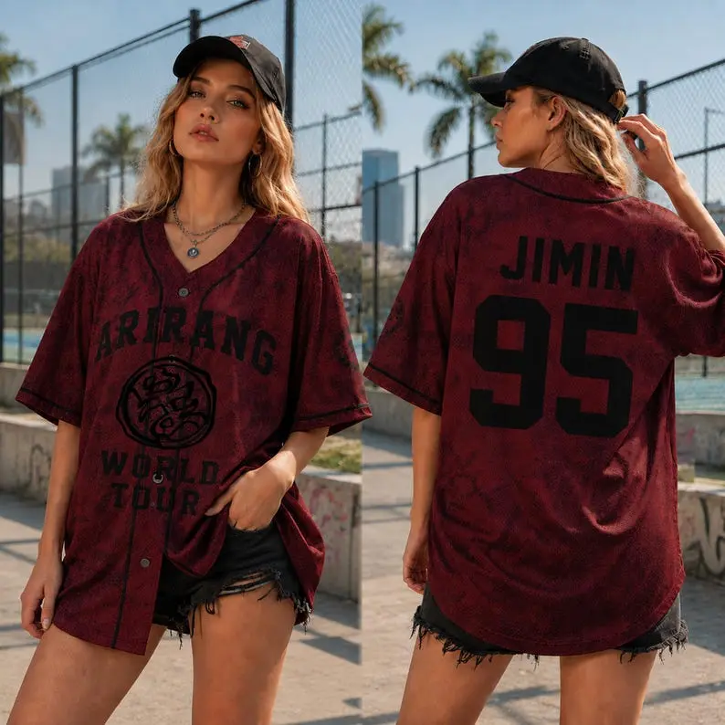 Custom Baseball Jersey K-POP Concert Tour Shirt, Personalized Name Number Bangtan Kpop, 2026 World Tour Concert Jersey Shirt for Fans Gift