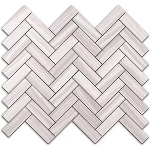 10-Sheet Peel and Stick Backsplash, PVC Backsplash Tile, Herringbone Self Adhesive Wall Tile for Kitchen Bathroom, Laundry Room, Fireplace