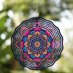 Mandala Pattern Hanging Wind Spinner, 3D Mandala Wind Spinner, Outdoor Hanging Wind Chime, Garden Decor Supplies for Patio Yard Holiday