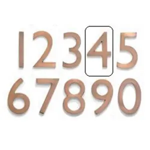 Architectural Mailboxes  Solid Cast Brass 4 inch Floating House Number Antique Copper "4", Decor, Signs, Wall, Hand