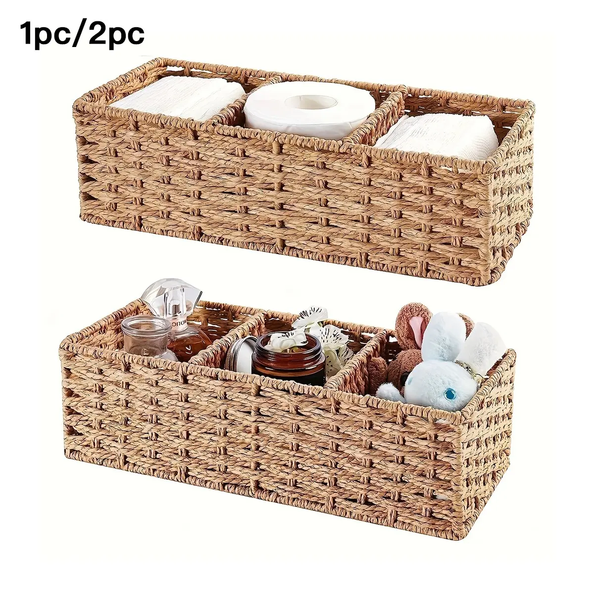 Handmade Paper Rope Decorative Eco Friendly Storage Basket, Home Organizer, Storage Unit, Bathroom Organizer, Toiletries Basket, Toilet Tank Top Tissue Holder, Cosmetic Storage Box, Room Organization, Organizing Baskets
