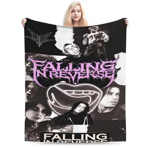 1 handsome Falling in Reverse character printed flannel blanket,soft and suitable for office,camping or sofa,birthday gift for teenagers or fans,50*40 blanket plushthin quilt holiday gift Intense Nacho Printed Flannel Blanket
