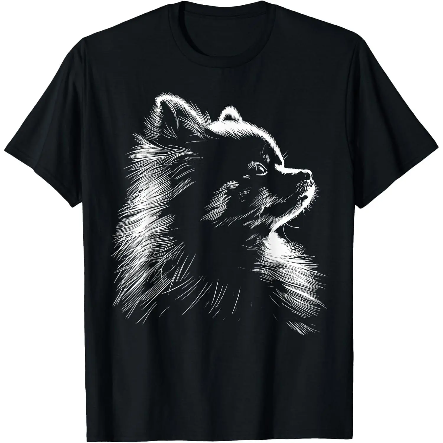 100% Cotton Retro Pomeranian Silhouette Graphic Pomeranian Dog Owner T-Shirt