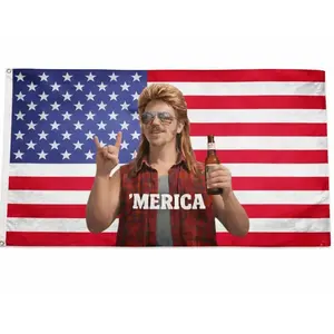 [Made in US] ’MERICA Mullet Man American Flag – Funny Patriotic Truck, Garage & Mud Muddin Flag – Perfect Gift Freedom Lovers Funny Flag tapestry banners mens