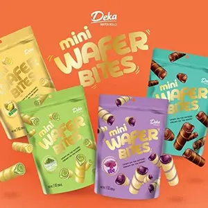 Deka Mini Wafer Bites Creme Filled Rolled Wafers, 7oz Bag