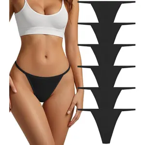 Cotton Thongs for Women G-String Breathable Underwear Low Rise T-back Panties Comfortable Stretch 6 Pack