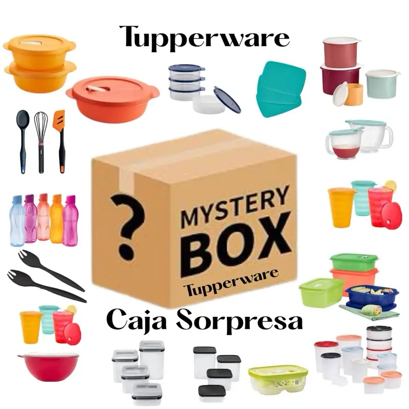 Tupperware Mystery Box Each box contains Tupperware products, lunch sets, refrigerator, microwave, spoons, bottles and much more ...