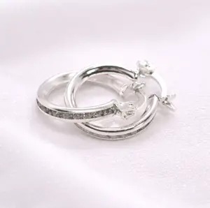 Aretes Argolla CZ Plata 925 - 18mm