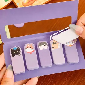 Cute Animal Index Stickers for Students, Tearable Memo Labels, High Aesthetic Sticky Notes, Office Supplies, 30 Sheets Per Pack, 5 Packs