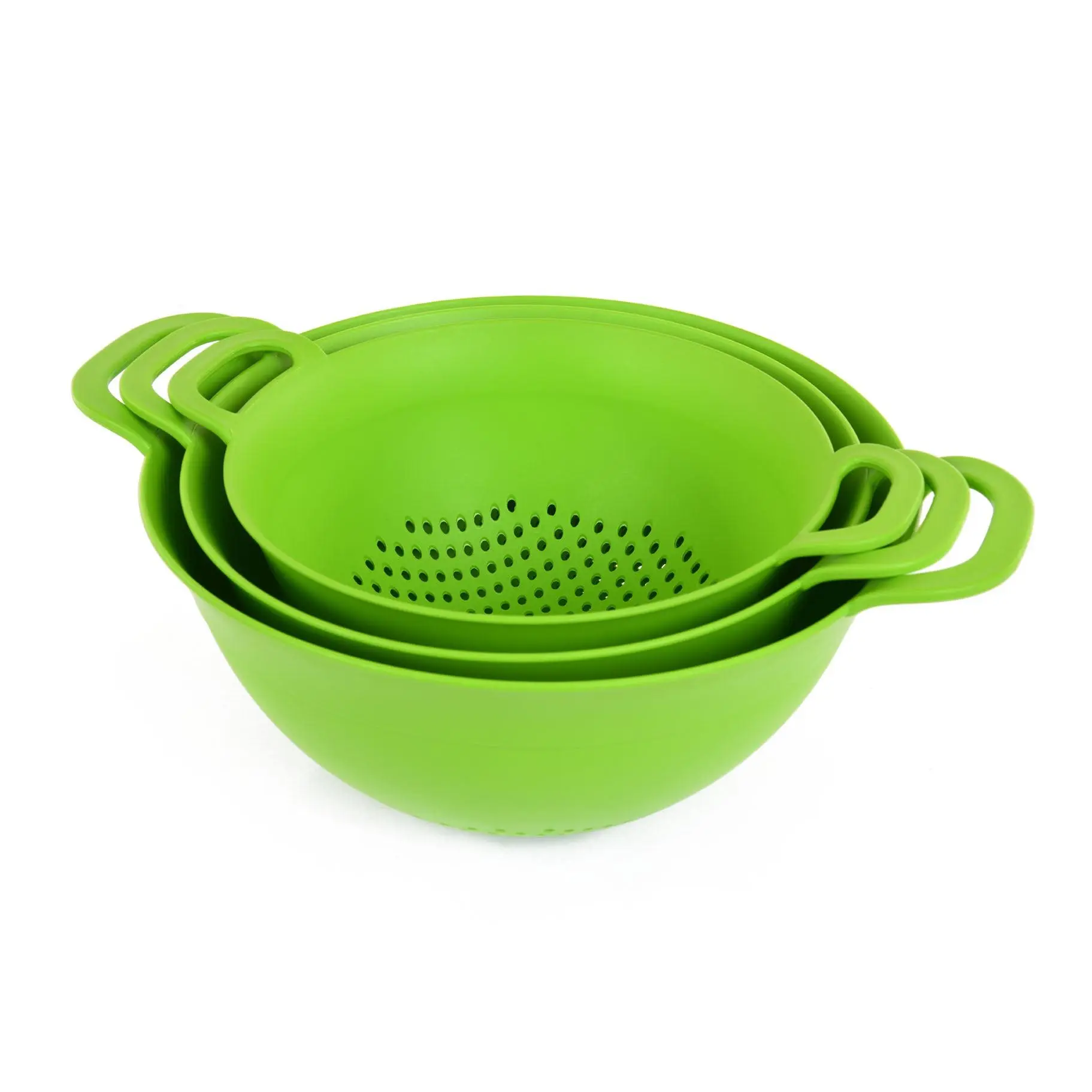 Mintra Home - Plastic Strainer Colanders Set (3 Pack) - kitchen, pasta, vegetables, rice and beans