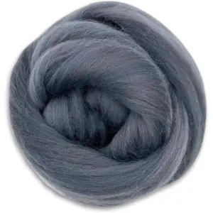 Dyed Corriedale Wool 8.2 Ounces of Premium Combed Wool Top 26 Micron 100% Pure Corriedale Wool Roving Ethically Sourced (Granite Gray)