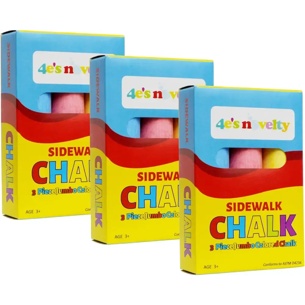 3 Packs Jumbo Chalk for Kids - 3 pcs per pack - Non-Toxic Sidewalk Chalk Bulk Pack, Ideal for Toddlers 1-3