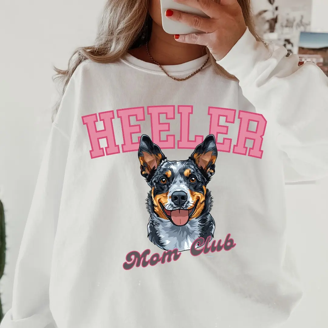 Blue Heeler Mom Club Sweatshirt ~ Sweatshirt Unisex Apparel Relaxed Fit Printed in the USA Clothing Womenswear Casual and Comfortable