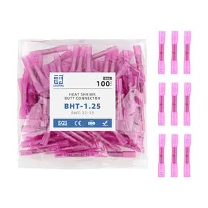 100pcs Heat Shrinkable Wire Connector, Tinned Copper 1mm, Waterproof Insulated Crimped Butt Connector, Awg16-14, Heat Shrink Connectors