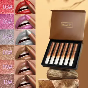 Six-Piece Huasurv Eye Shadow Lipstick Set, Multi-Functional Balm, Shimmering Moisturizing Eye Shadow & Lipstick, Hs2167-T6