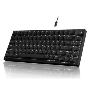 Mechanical Keyboard, 81 Keys Wired Gaming Keyboard with CNC Knob Control & Backlit, Hot-swappable Keyboard for PC