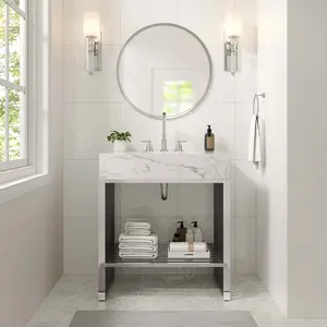 Modway Gridiron 30" Bathroom Vanity in White Silver