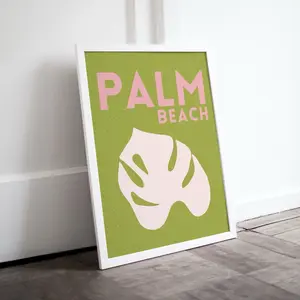 palm beach poster • florida poster • beachy wall art • gallery wall trendy preppy aesthetic • travel posters • beach print • minimalist poster • bright colored travel print • colorful dorm decor • maximalist decor • dorm room print • y2k wall art •