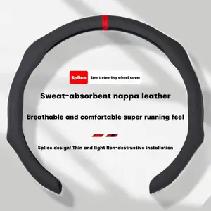 Napa Leather 2025 New Model Splice Steering Wheel Cover with Centering Mark Quick Install Non Slip Breathable Ultra Thin Universal Fit Four Season Suitable Automotive Accessory
