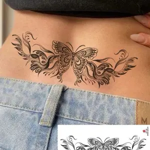 1 Sheets Big Size Body Art Temporary Tattoo Stickers For Women And Men, Sexy Butterfly Totem Pattern, Waterproof Fake Tattoo, Lasts 2-5 Days, Covering Scars,Can Be Used On Arms Wrist Shoulders Legs Waist Neck Hand Chest Thighs Finger, Suitable For Parties