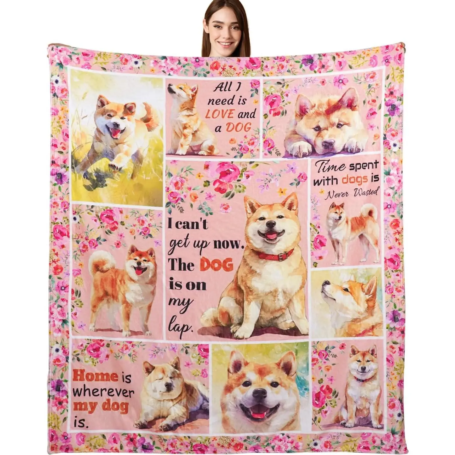 Shiba Inu Gifts Shiba Inu Blankets Dog Throw Blanket for Dog Lovers Mom Dad Flannel Puppy Print Blanket for Couch Sofa Bed Car