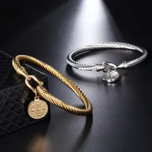 Hanging tag U-shaped hook bracelet stainless steel golden/ silver /black non-adjustable hand jewelry