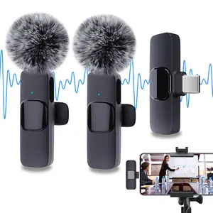 Wireless Lavalier Microphone for iPhone iPad TypeC Lapel Mics Plug-Play 2.4G Ultra-Low Delay Built-in Noise Reduction Chip Working Time for Video Recording Interview Podcast Vlog