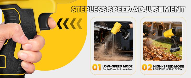 Leaf Blower, Electric Cordless Air Blower with 2 Batteries and Charger - Yellow