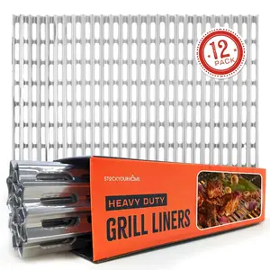 Stock Your Home 12 Pack Aluminum Grill Grate Liners, 12