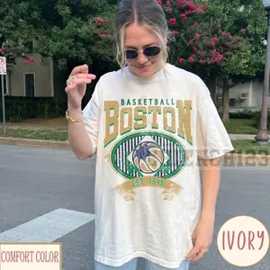 Comfort Colors Boston Basketball Shirt, Vintage Boston Hoops Tee, Retro Green City Fan Shirt, Classic Shamrock Basketball Tee R509U
