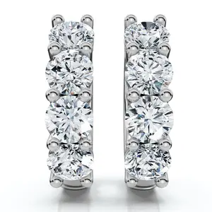 2Ct Diamond Hoops Small 14k White or Yellow Gold Lab Grown 5/8" Tall