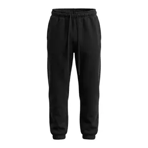 Men's Sweatpants Black Color Joggers Oversized Fit Cuffed Design Athletic Casua Lounge Pants with Pockets, Soft Fleece Home Pants with Drawstring